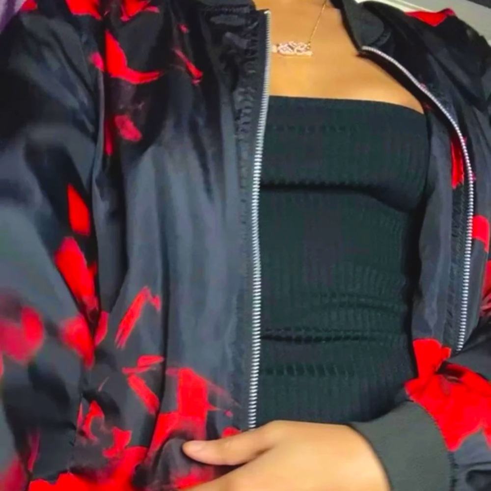 Women flower bomber jacket